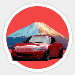 Simple Red NB Mazda Miata/MX-5 - Mount Fuji Jinba Ittai Roadster Life Sticker